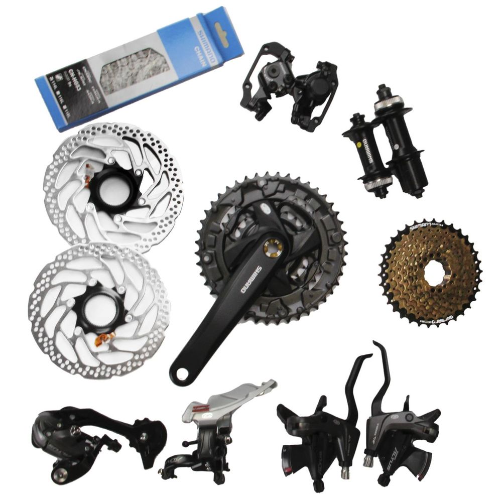 Grupo Shimano Altus 370, Kit Shimano para MTB com freio a disco ...