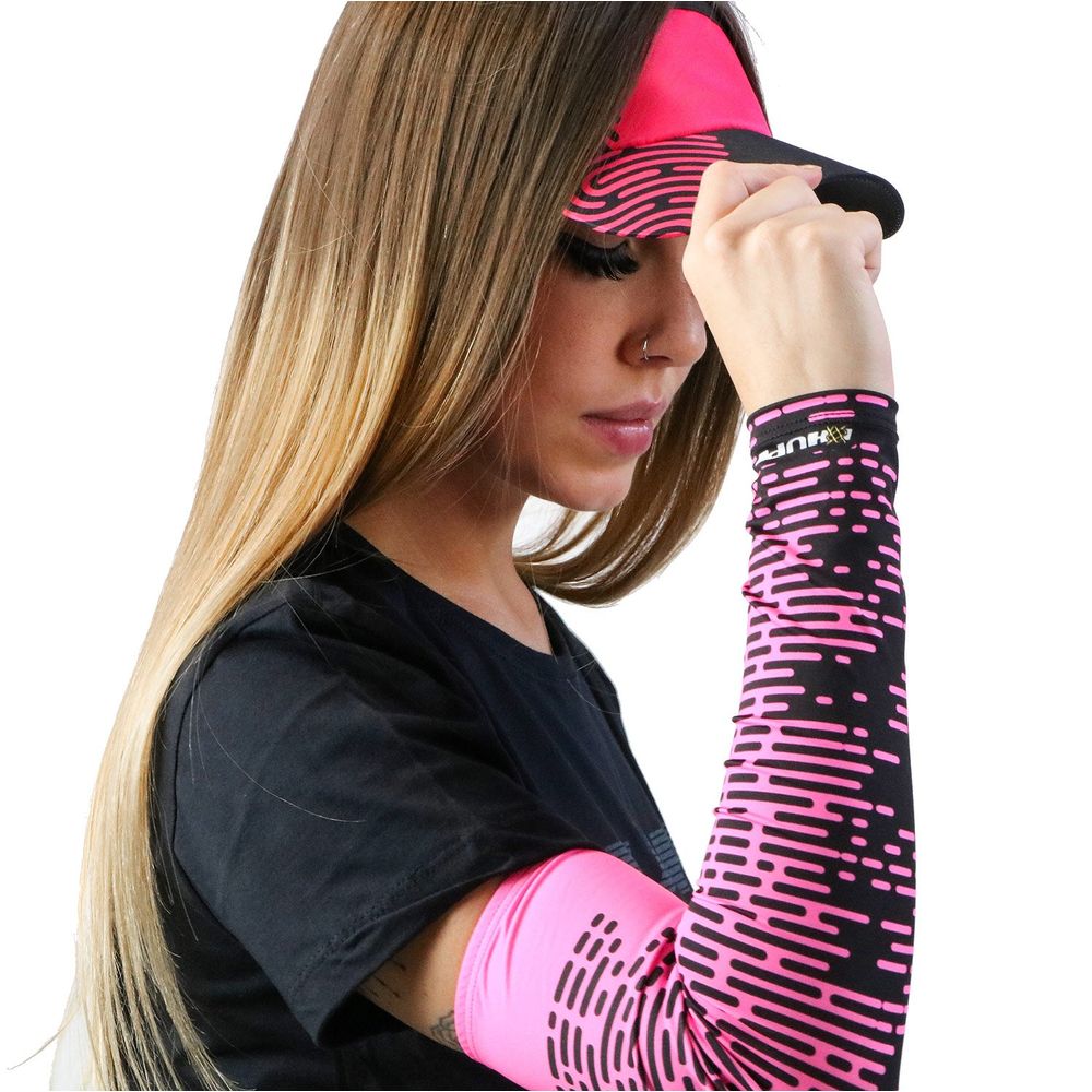 Manguito Feminino (M) com Proteção UV+50 Hupi Biometria Rosa - kfbikes