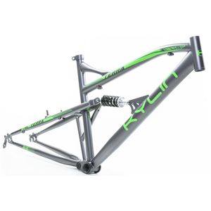 quadro-para-bicicleta-mtb-aro-26-com-suspensao-integrada--marca-kylin-modelo-terra-na-cor-cinza-e-verde