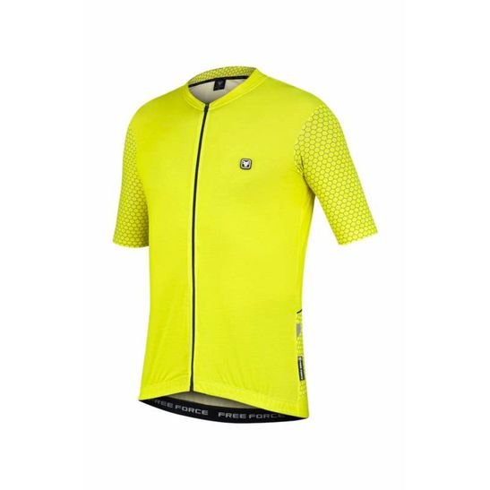 camisa-de-ciclismo-free-force-classic-grids-amarela-de-alta-qualidade-resistencia-protecao-uv-bolsos-traseiros-detalhes-refletivos