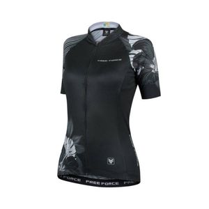 camisa-de-ciclismo-feminina-free-force-modelo-hibis-flores-preto-com-branco-de-alta-qualidade-com-protecao-uv-solar-ziper-automatico