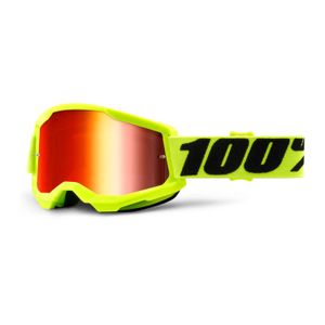 oculos-para-capacete-full-face-100--strata-2-de-alta-qualidade-verde-neon-com-lente-vermelha-espelhada-confortavel-armacao-flexivel-tira-de-40mm