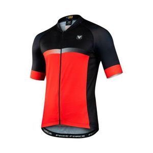 camisa-ciclismo-free-force-split-preto-vermelho-manga-curta-justa-3-bolsos-traseiros